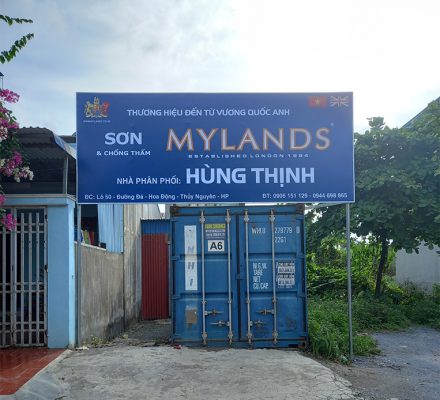 Làm biển quảng cáo bạt hiflex sơn Mylands cho nhà phân phối Hùng Thịnh