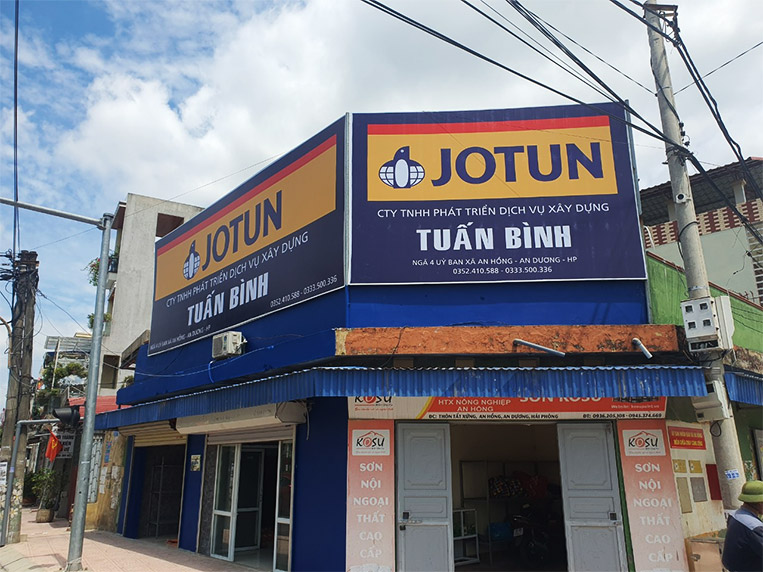 Làm biển hiệu quảng cáo bạt hiflex sơn JOTUN cho công ty Tuấn Bình tại Hải Phòng