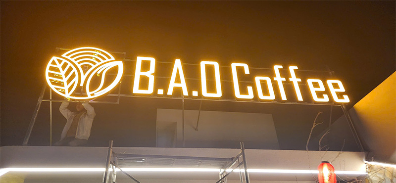 Thi công biển quảng cáo cho B.A.O Coffee