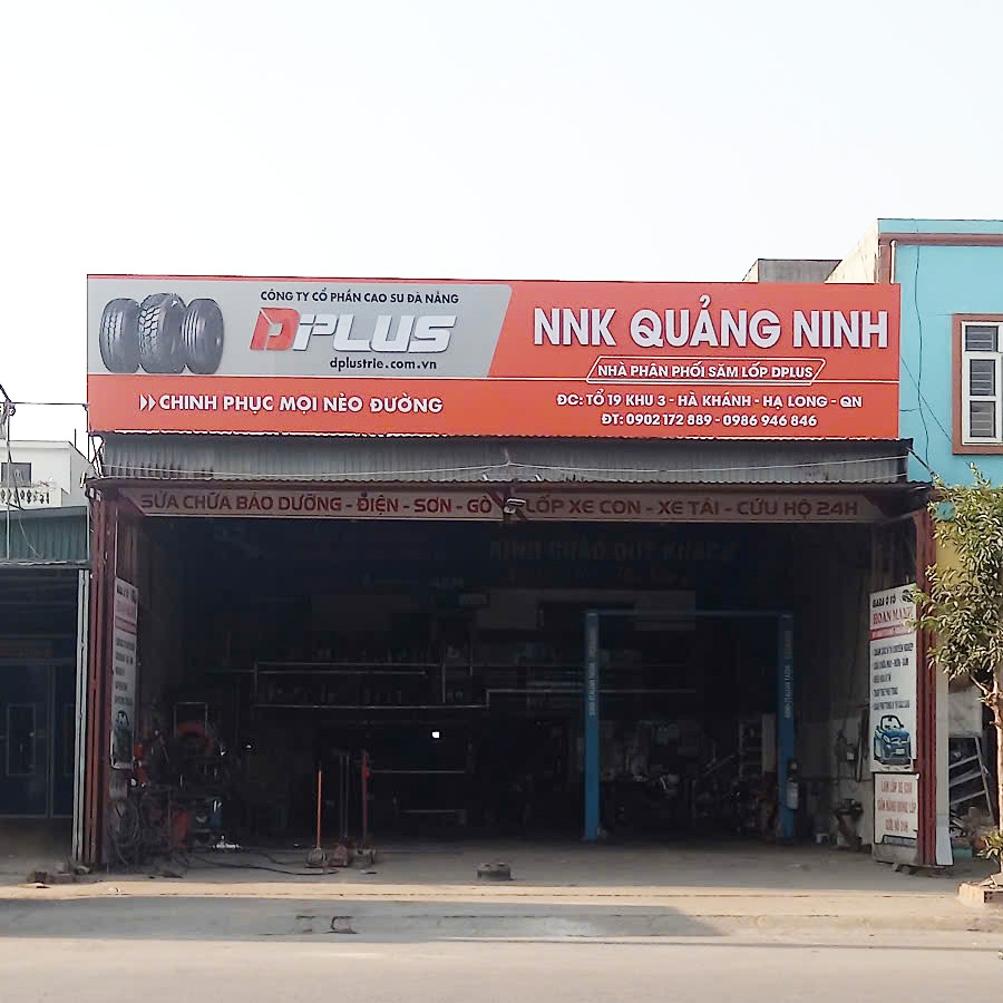 Thi công biển quảng cáo chữ nổi cho đại lý săm lốp DPLUS tại Quảng Ninh